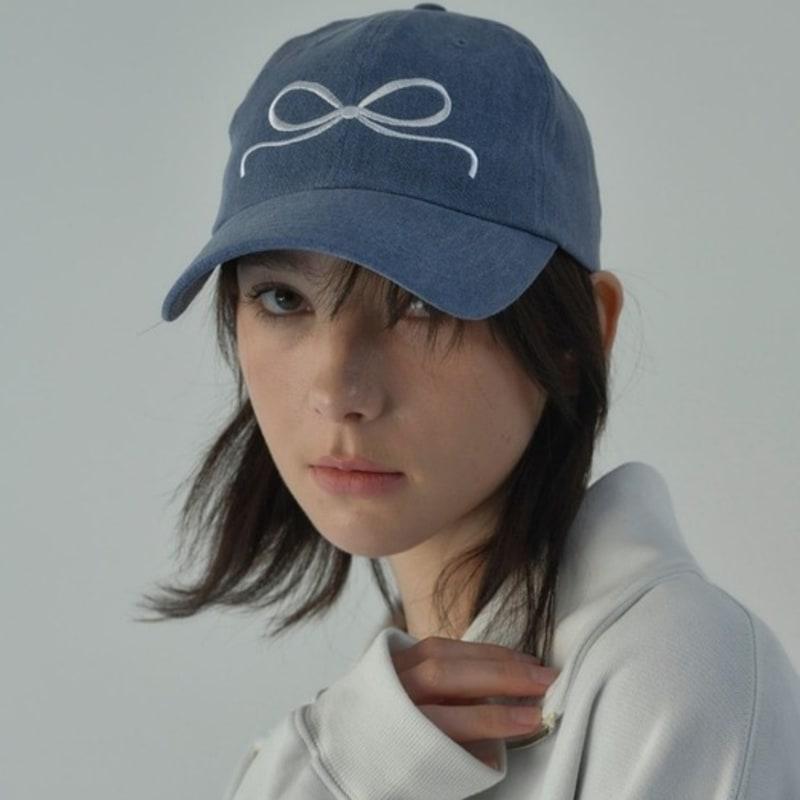 

ETERNAL EMOTION white BOW EMBROIDERY cap (DARK BLUE) F