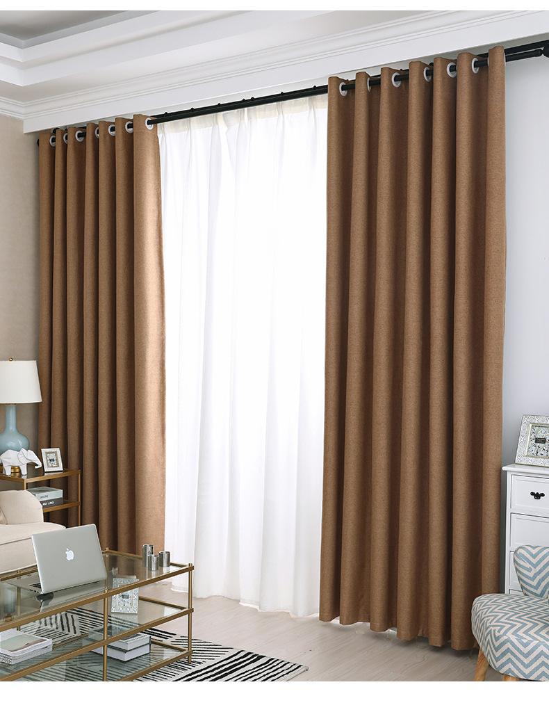 Wabi-Sabi Style Linen Blackout Curtain for Office, Living Room, Bedroom – Solid Color, Heat Insulating