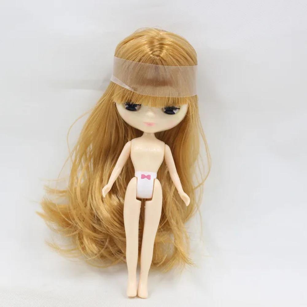 Mini Blyth with bangs nude doll 10CM different hair color with random dress cloes eyes normal body DIY fashion toys