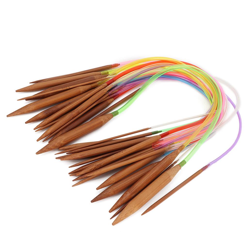 Multicolor Plastic Pipe Carbonized Double Annular Bamboo Sweater Needles for Knitting