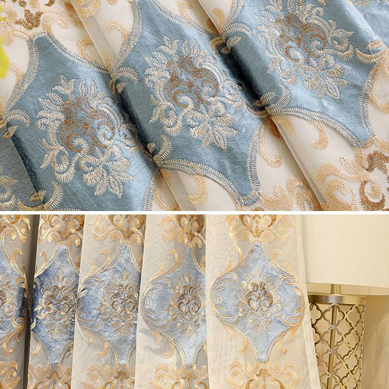 Cortinas Dupla Camada Cortinas Bordadas Quarto Casa Cortinas Blackout Sala de Estar com Varão de Cortina de Fio