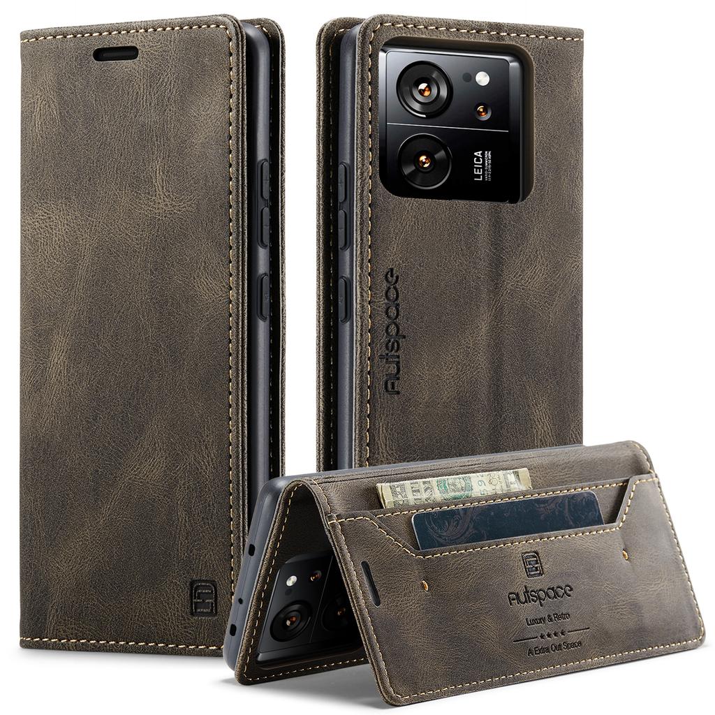 For Xiaomi 13T Pro/Xiaomi 13T Wallet Case AUTSPACE A01 Leather Stand Cover with RFID Blocking Card Holder