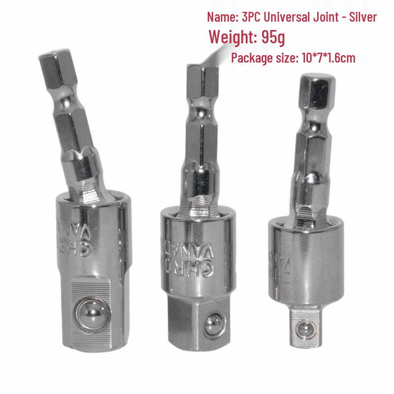 360° Hex Shank to Square Head Adapter Wrench Set: 1/2, 3/8, 1/4 Conversion
