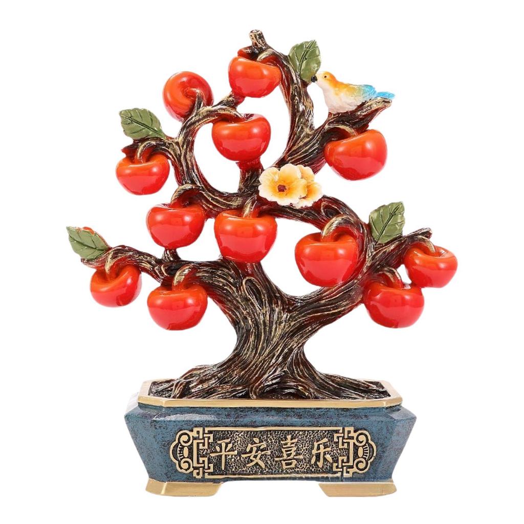 Apple Tree Statue Tabletop Ornament Table Centerpiece Collection Resin Prosperity Sculpture for Bedroom New Year Decoration