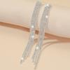 Shiny 4 Lines  Rhinestone Crystal Tassel Long Earrings for Women Wedding Party Hanging Dangle Earrings Bridal Brincos