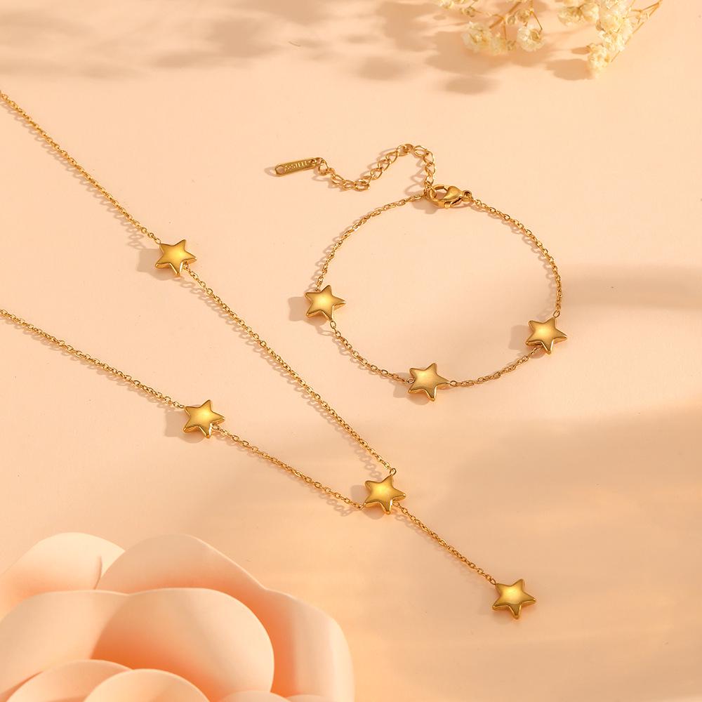 European Trendy Stainless Steel Star Tassel Pendant Set