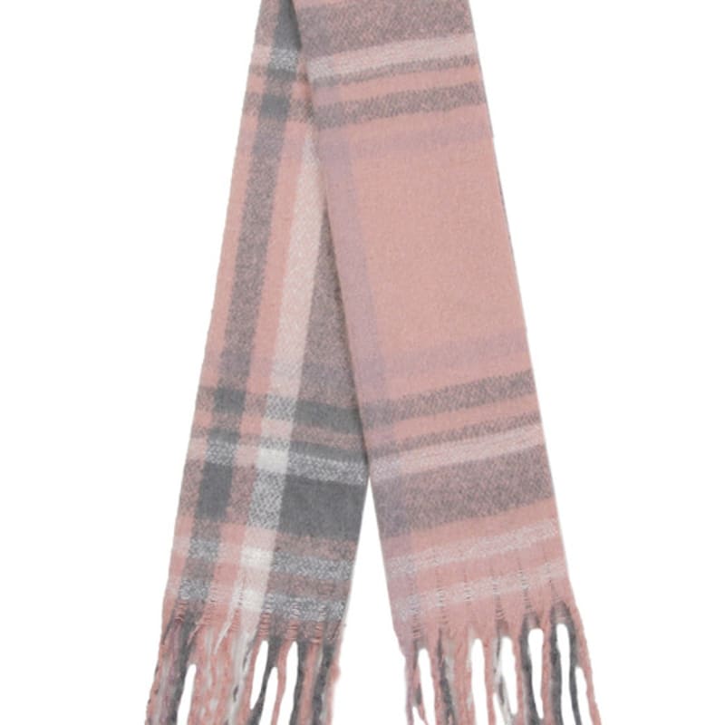 GRAVER [BAG&ACC] Flower Bear Embroidered Bold Check Muffler_Pink