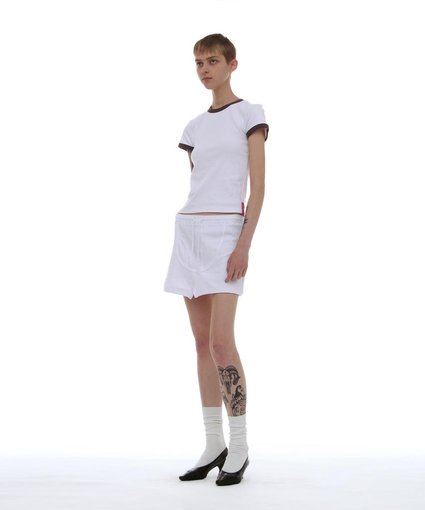 PARTIMENTO WOMEN Pwc Brief Detail Mini Skirt_White