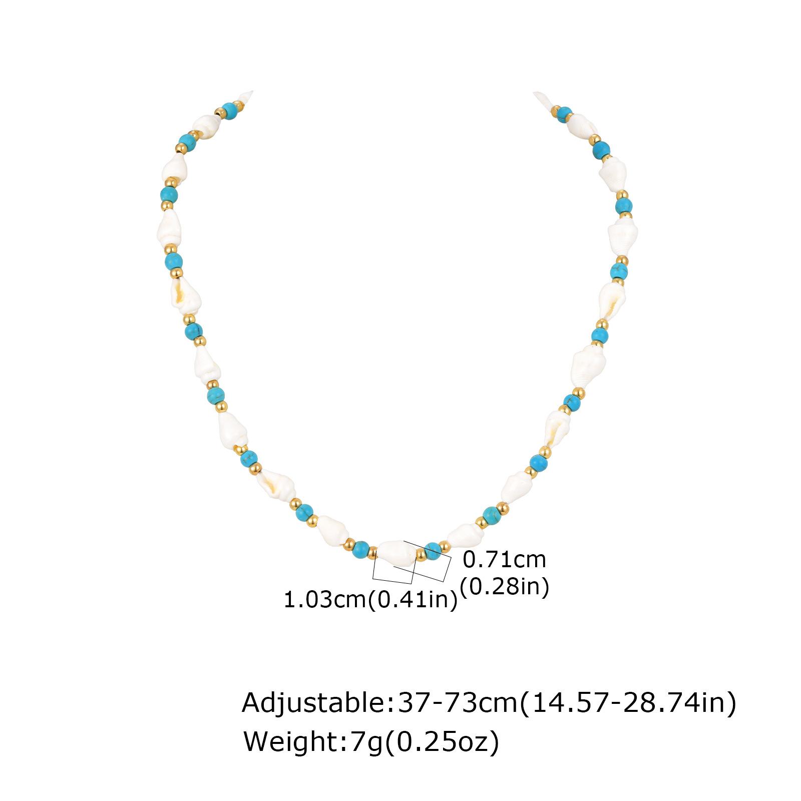 Ladies Ocean Wind Stainless Steel Ball Shell Beaded Adjustable Gold Necklace 2473