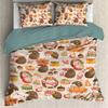 Thanksgiving Fall Pumpkin Maple Leaves Duvet Cover with 2 Pillow Shams 3pcs Comforter Cover Bedding Set All-Season Room Decor