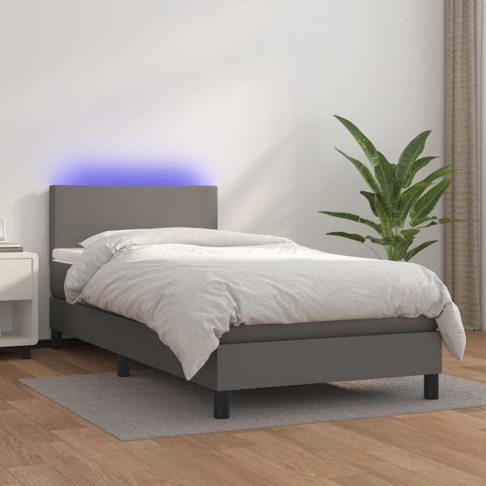 Maison Exclusive - Sommier à lattes de lit et matelas et LED Gris 90x190 cm