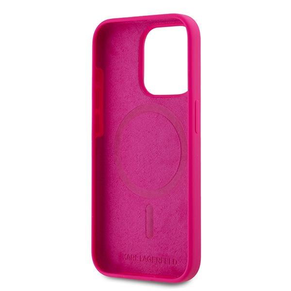 Karl Lagerfeld Klhmp15Lschpplf Iphone 15 Pro 6.1 Růžový/Fuchsiový Tvrdé pouzdro Silikonová Hlava Choupette Magsafe