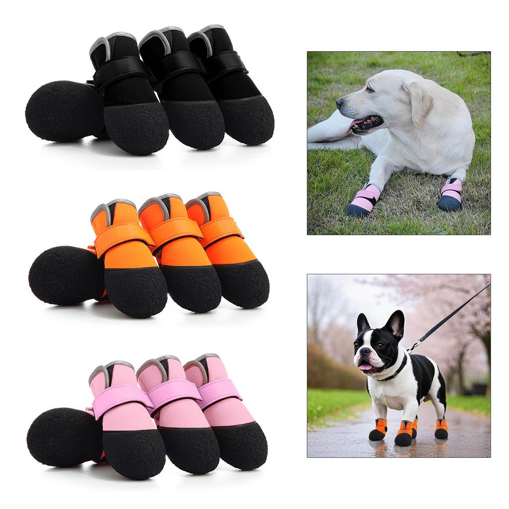 4pcs Nonslip Dog Boot Reflective Puppies Shoes Soft Soles Dog Paw Protectors for Daily Walks and Runs