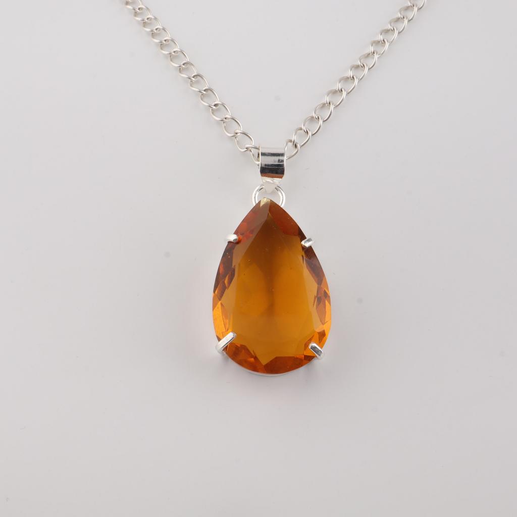 Yellow Citrine Gemstone 925 Sterling Silver Jewelry Fashionable Pendant 1.60" For Women PP-67-9