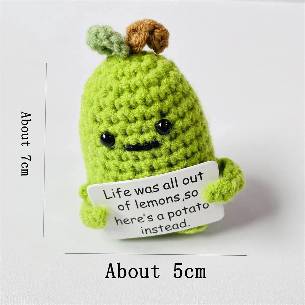 Komik Pozitif Enerji Patates Sarılma Cep El Dikişi El Yapımı Peluş Yün Örme Bebek Kartlı Ev Oda Noel Dekoru Hediye