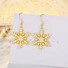 Elegant Micro Inlaid Snowflake Gold Large Earrings For Women Christmas Jewelry