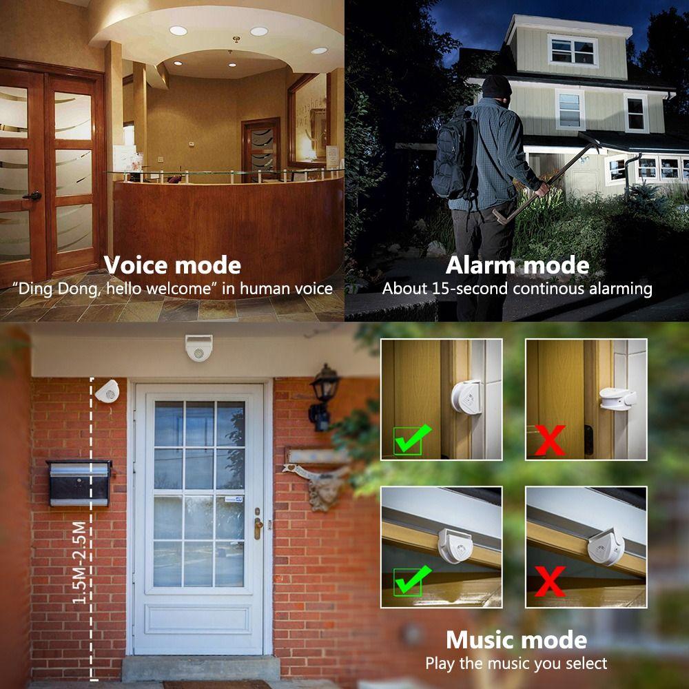Smart Doorbell Infrared Detector PIR Motion Sensor Wireless Guest Welcome Chime Alarm Doorbell
