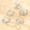 Stainless Steel Ring Light Luxury High-end Butterfly Ceramic Clay Diamond Ring Titanium Steel Jewelry Five-piece Set Wholesale
