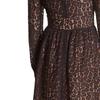 Michael Kors Solid Animal Print Waist-Defining Long Sleeve Dress Women dresses Black MF281983TQ-001
