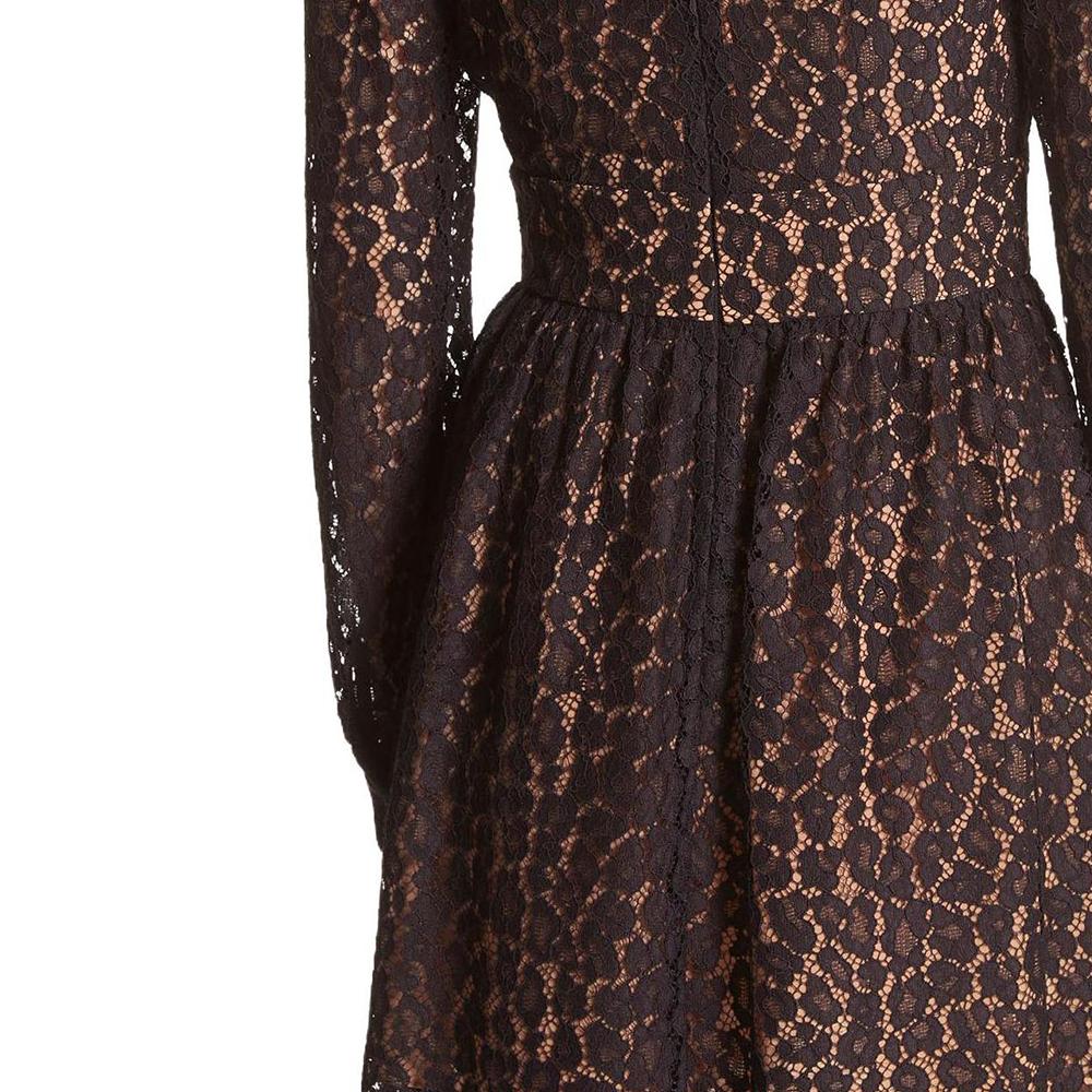 Michael Kors Solid Animal Print Waist-Defining Long Sleeve Dress Women dresses Black MF281983TQ-001