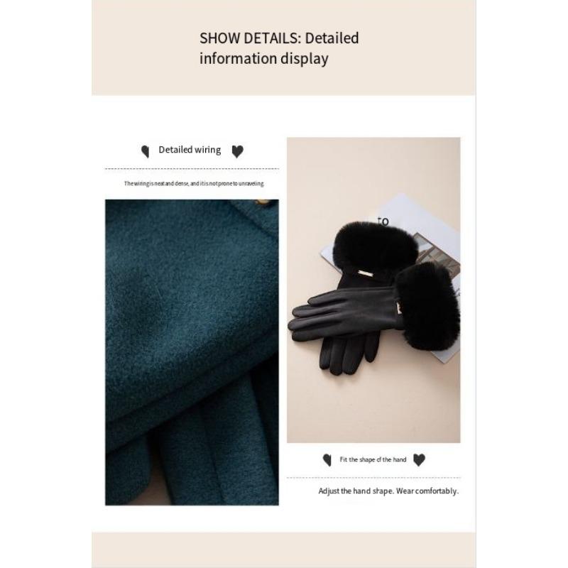 1PAIR gloves women's plush thickened cute windproof plush German plush imitation rabbit plush thick gloves riding warm open