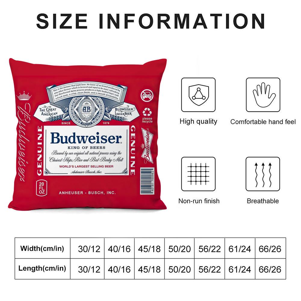 B-Budweiser B-Budvar C-Czech Cushion Cover Soft Plush Throw Pillow Cover | Double-Sided Cushion Case | Sofa Bedroom Home Decor