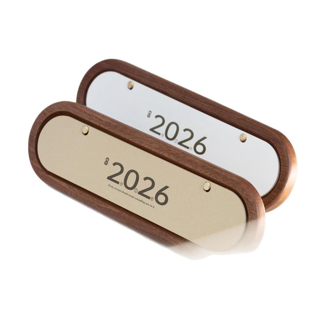 Xianci Year of the Horse Wooden Desk Calendar: Creative Retro Brown Desktop Ornament