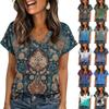 Damen Sommer Oberteile Kurzarm V-Ausschnitt Hemden Lässig Elegant Sommer Blusen Tunika Top