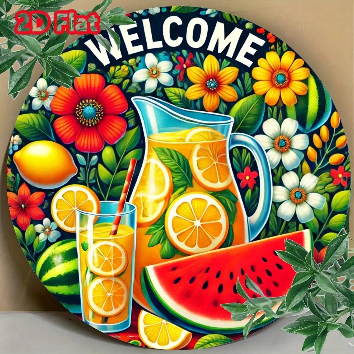 

Vintage Watermelon Wall Art Metal Sign Summer Decor for Living Room Garage різнокольоровий