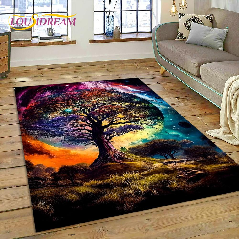 3D Strom života Příroda Viking Yggdrasil Severský Koberec pro Obývací pokoj Ložnice Dekorace, Protiskluzová Dekorace na Pohovku Rohožka Dárek