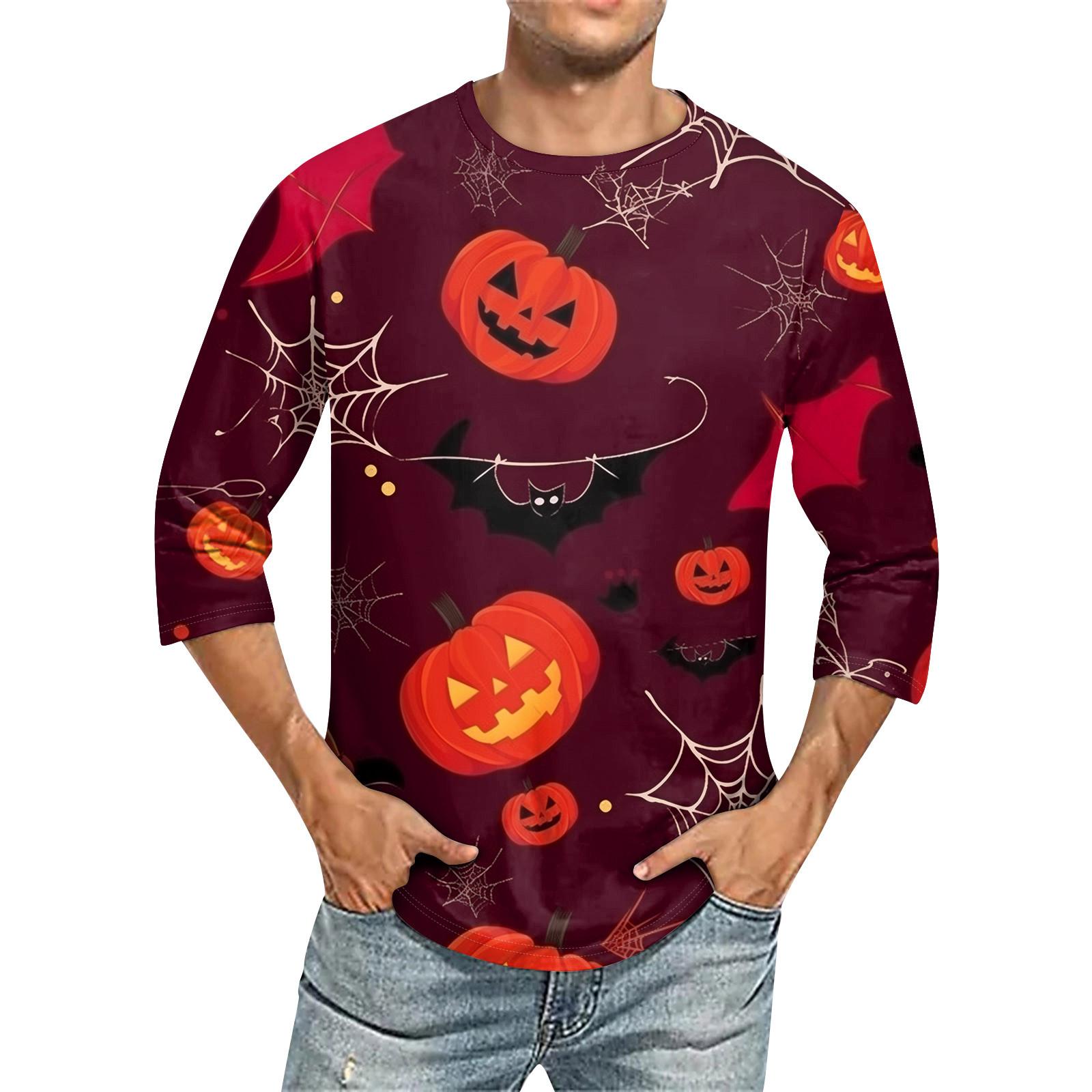 

Мужская повседневная модная футболка с круглым вырезом и рукавом три четверти M винный