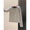 Women's Slim Fit Color Block Stripe Long Sleeve T-shirt - American Design for Spring and Autumn.