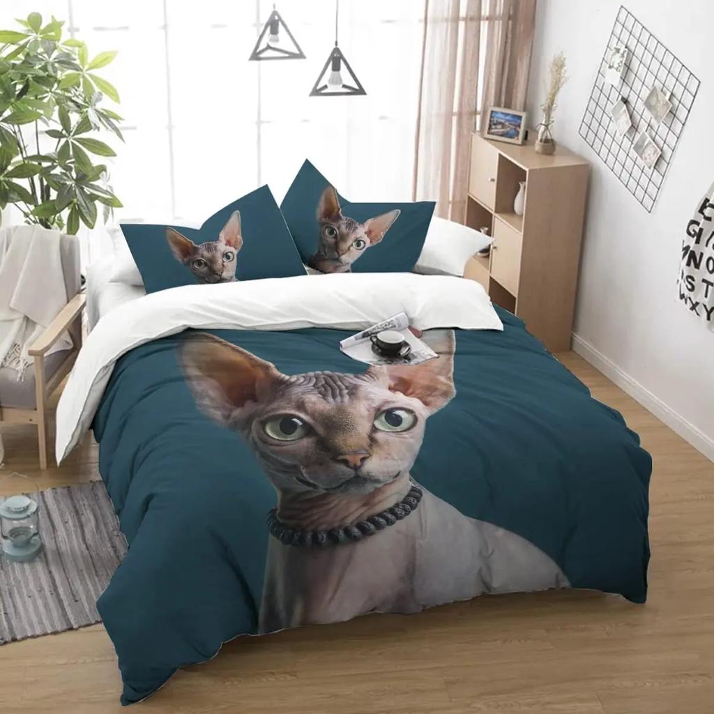 Cat Duvet Cover Set Lovely Animal Bedding Multiple Colour Bed Sets 2/3/PCS Quilt Covers/Pillowcases Twin/Full/Queen/King Size