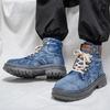 Cowboy Boots Men Denim Boots Vintage Casual High Top Boots Men Work Shoes Large Size Outdoor Tooling Boot Man Motorcycle Boots