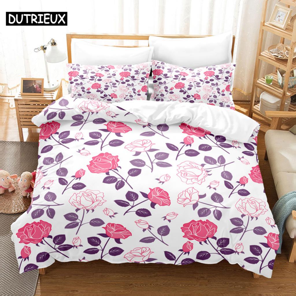 

Flower Duvet Cover Set king Size 230X260 Single Double Bed Quilt Covers Pillowcase 3D Queen Bedding Sets Full Twin 2PCS 3PCS New (135x200cm)&Duvet Cover