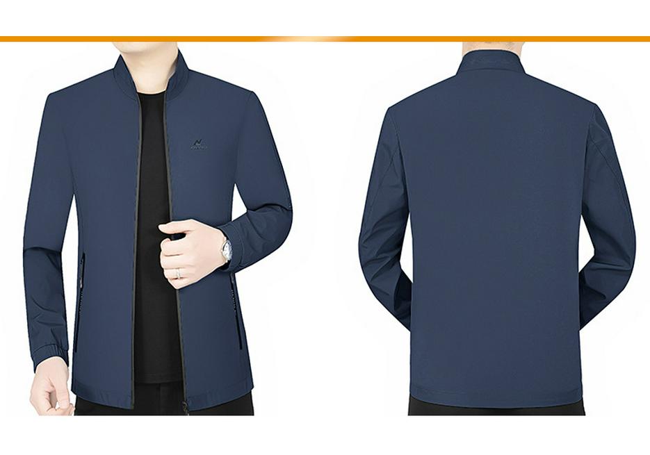 Men's Solid Color Jacket with Stand Baseball Collar - Spring 2026 Business Casual Style for Middle-Aged and Young Adults
