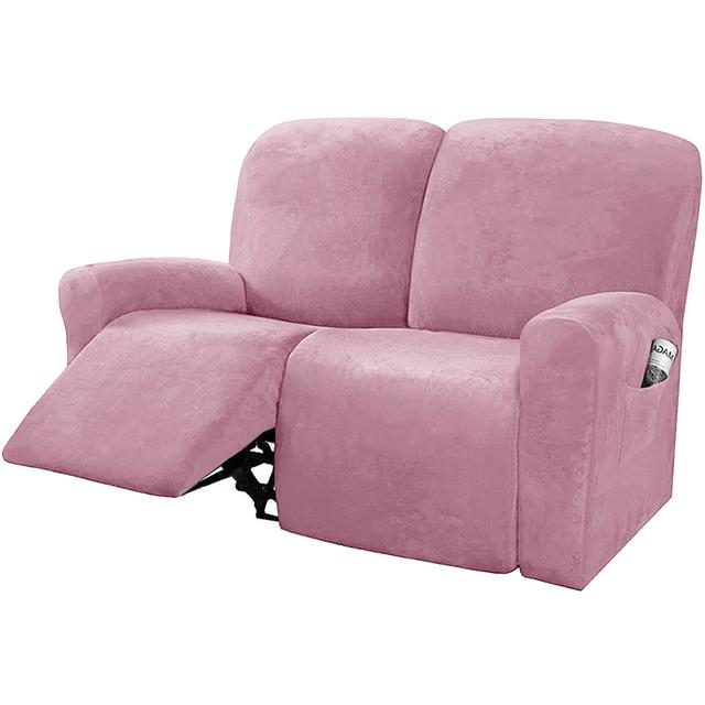 Velvet Recliner Sofa Cover Plush Solid Color Machine Washable Lazy Boy Sofa Slipcover Living Room Elastic Arm Sofa Cover For Furniture