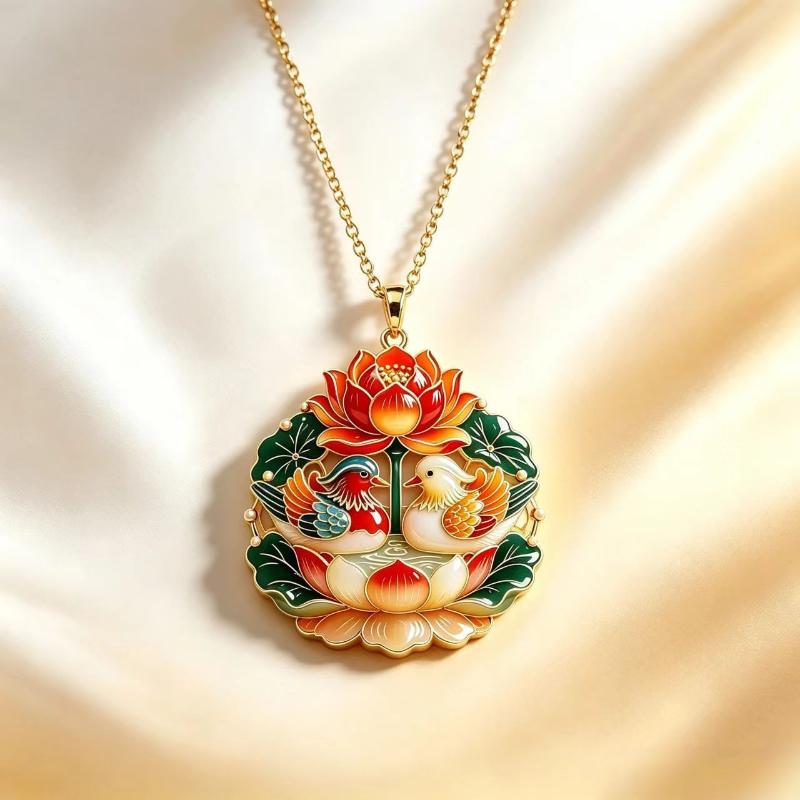 Guanyin Lion Dance Jade Rabbit Mandarin Ducks Pendant Necklace Chinese Modern Aesthetic Jewelry Fashion Gift