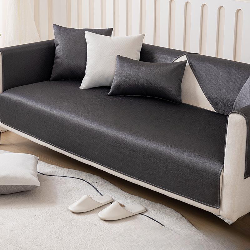Ice Silk Sofa Cushion Summer Summer Summer Mat Non-Slip Affordable Luxury Style Cushion All-Inclusive Modern Simple Solid Color Universal Cover Towel