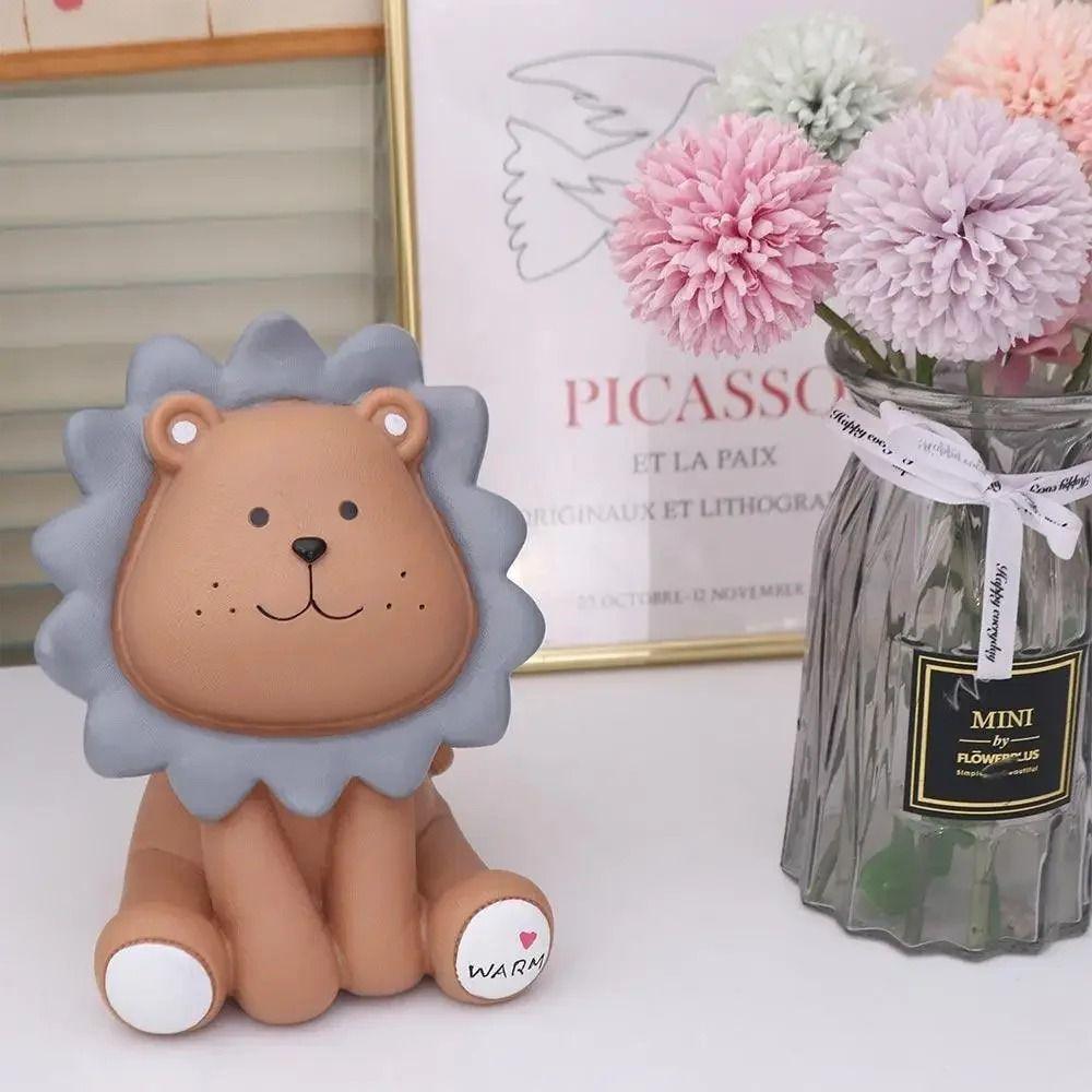 Resistant Fall Piggy Bank Nordic Style Money Boxes Animal Figurines Lion Money Box  Home Decoration