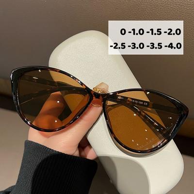 Photochrome Outdoor-Sonnenbrille für Myopie-Brillen Vintage Cat-Eye Anti-Blaulicht Kurzsichtigkeitsbrille Fertige Minus-Brillen