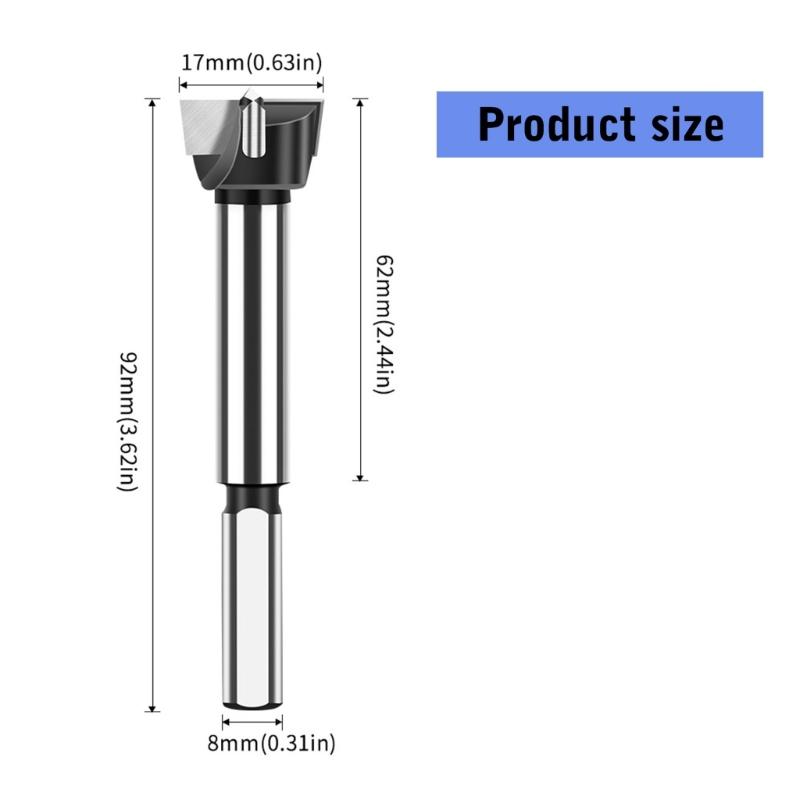 Broca Forstner Diámetro 17mm Acero Rápido Alta Velocidad con Recubrimiento para Perforación de Madera y Plástico