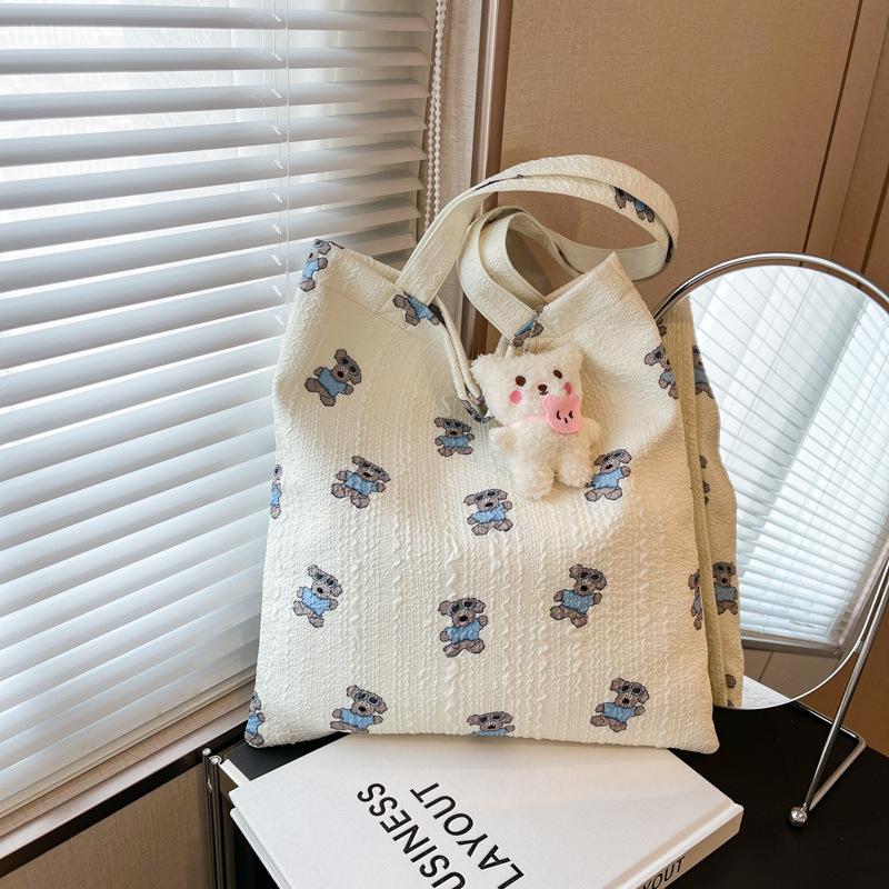 

Сумка новый корейский стиль инс модный тренд женская повседневная нишевый дизайн одно плечо большая вместимость сумка-тоут сумка для покупок Without pendant белый