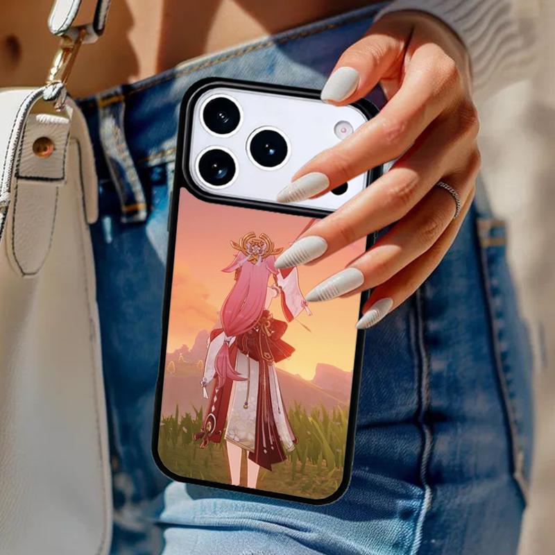 Genshin Impact Yae Miko Phone Case For iPhone 17 Air 14 15 13 12 Max Cover For Apple 14 15 16 16e 11 Pro Max Plus Coque
