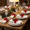 6PCS Pinecone Red Bow Napkin Rings Artificial Berry Napkin Holders  Holiday Dinner Party