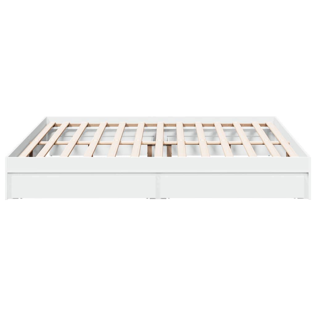 vidaXL Bed Frame with Drawers White 180x200 Cm Wood Material