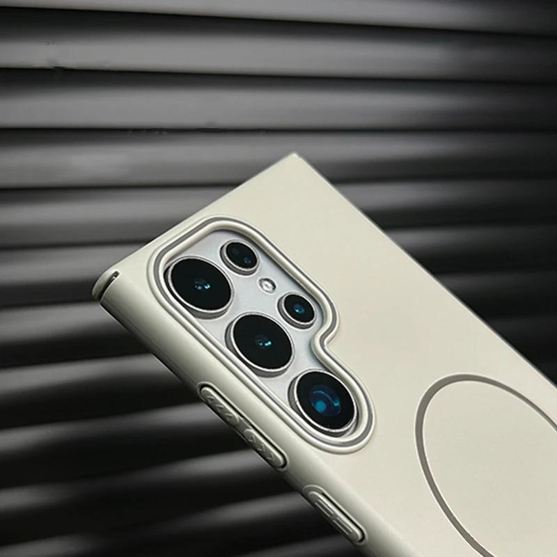 For Magsafe Magnetic Wireless Charge Case For Samsung Galaxy S25 Plus S24 S23 S22 S21 Ultra Note 20 Matte Hard PC Plain Cover