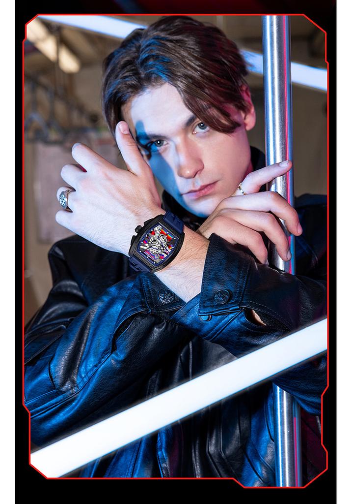 Men's Barrel Shape Quartz Watch Luminous Hands Retro Punk Sport Style