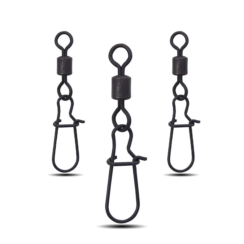 Carbon Black American Style Rotating Snap Swivel Fishing Connector Loose