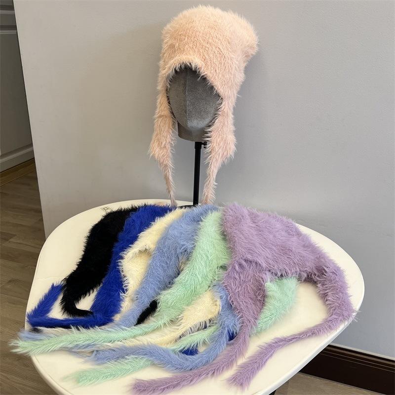 

Soft imitation mink knitted women s autumn and winter college wind is small and fresh outdoor cold and snow hat M（56-58cm） сапфіровий
